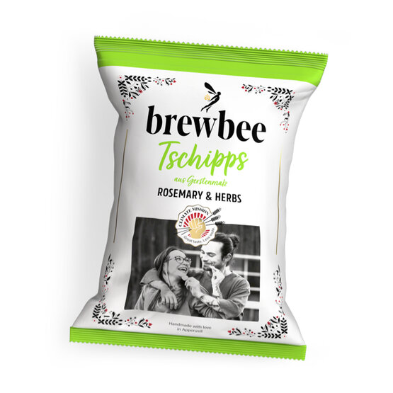 Brewbee Tschipps aus Gerstenmalz gewürzt mit Rosmarin und feinen Kräutern 90g
(1 Karton = 20 Säckli)