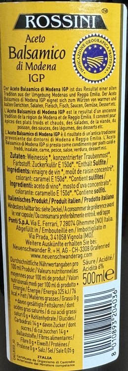 Aceto Balsamico di Modena IGP- Rossini 500 ml