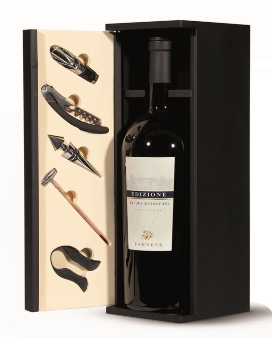 Edizione 1.5 Liter Holzkiste mit Zubehör Cinque Autoctoni  VDT L: 2018 Fantini Rosso Barrica