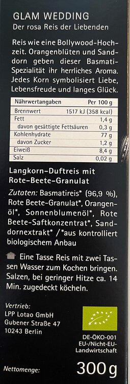 Reis Pink Glam Wedding Bio Lotao 300g