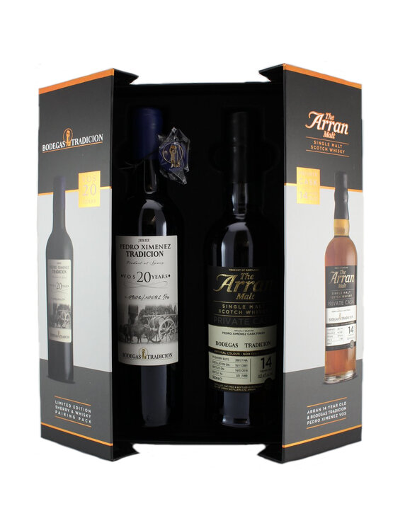 Whisky Arran Single Malt 50 cl Pedro Ximenez Cask Finish 52.4°  inkl. 1 Fl. Sherry Pedro Ximenez 20 years old 50 cl 15° Geschenkpackung