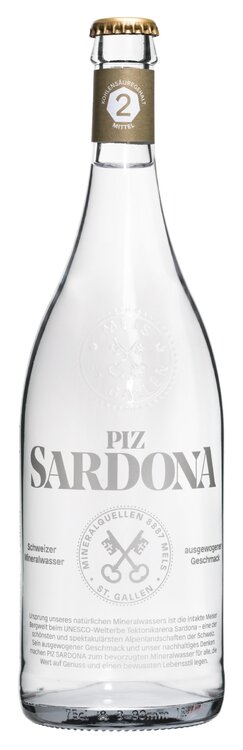 Piz Sardona Mineralwasser mit mittel Kohlensäure 75 cl Depot -.50