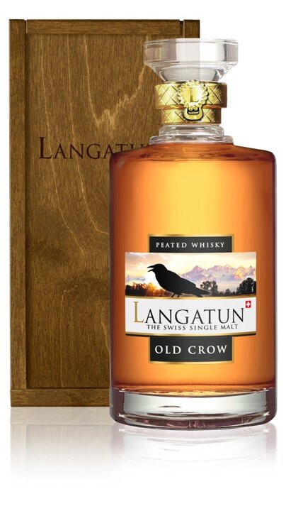 Langatun Old Crow - Peat - Redwine Cask, Karaffe in Holzbox (solange Vorrat)