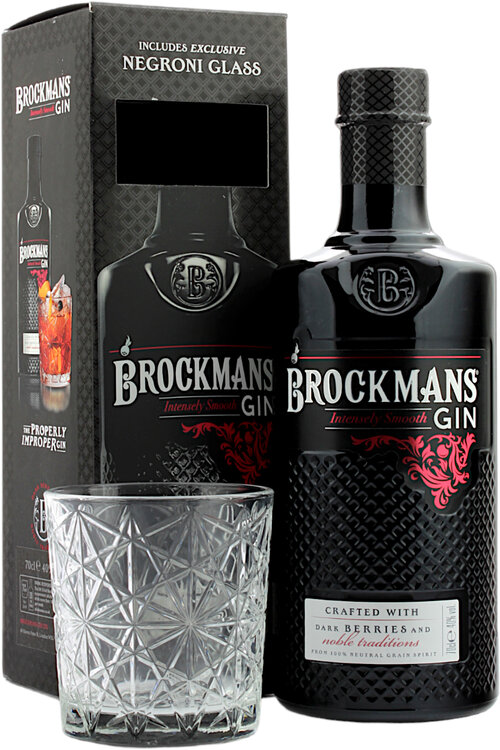 Gin Premium Brockmans Intensely Smooth mit 1 Negroni Glas