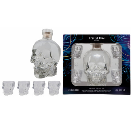 Vodka Crystal Head Triple Filtered Geschenkpackung mit 4 Gläser 