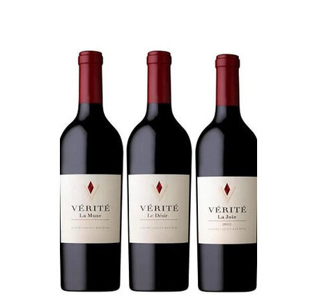 Vérité Mix 3er Holzkiste mit je 1 Flasche  La Muse, La Joie, Le Désir 2019 Sonoma Valley California (99/100/99 Punkte Wine Advocate) (Rarität, sehr begrenzt verfügbar)
