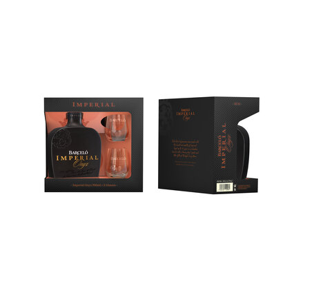 Rum Barcelo Imperial Onyx Dominicano Geschenkpackung mit 2 Gläser