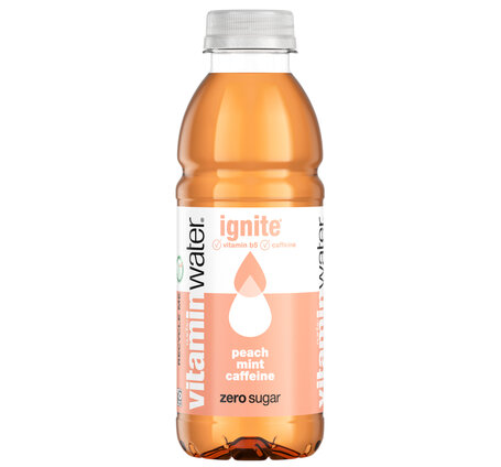 Vitamin Water Glacéau IGNITE Peach Mint Koffein Zero Zucker PET, 12-Pack