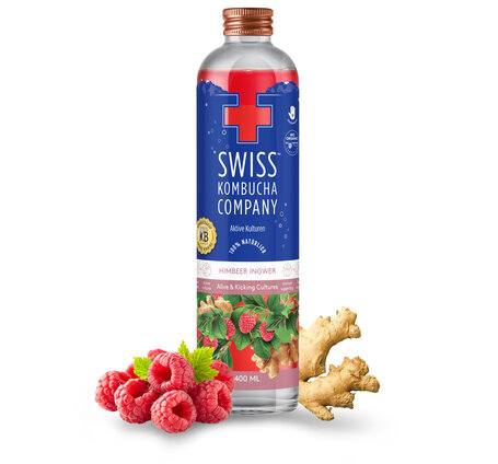Swiss Kombucha Himbeer-Ingwer 40cl EW-Glas (auf Anfrage – kein Rückgaberecht)