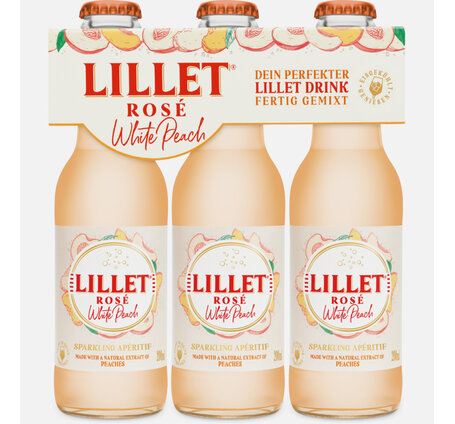 Lillet Rosé White Peach 5% Vol. Ready to drink 20 cl EW Glas 3-Pack (Preis pro Flasche)