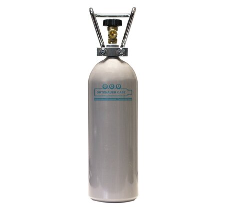 Kohlendioxyd E290 sehr klein [UN 1013] 2 kg Flasche mit silbrigem Bügel Ortenauer Depot Fr. 100.-- Achtung Gefahrengut! (Höhe 48 cm) (vormals Aligal 2 klein Tauschflasche)