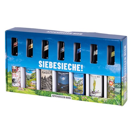 Appenzeller Siebesieche Bier Geschenk 7 x 33 cl EW Flaschen 