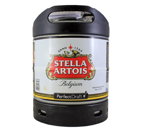 Stella Artois Lager Perfect Draft 6 L Fass Depot 10.- (5.- für Fass/5.- für Har.) (für Philips Perfect Draft und Perfect Draft Pro Zapfsysteme) 
 