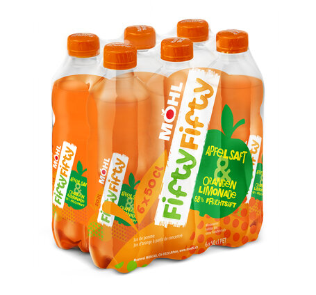 Möhl Fifty-Fifty (Apfelsaft-Orangensaft) 1.5 L PET EW 6-Pack (auf Anfrage)
