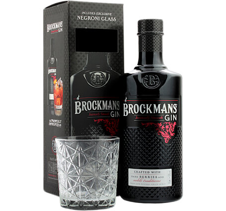 Gin Premium Brockmans Intensely Smooth mit 1 Negroni Glas