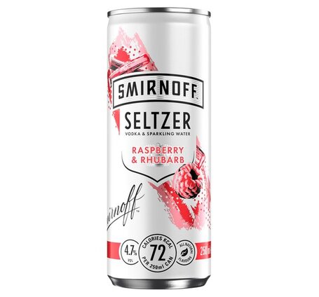 Smirnoff Hard Seltzer Vodka mit Sparkling Water Raspberry & Rhubarb Dose 25 cl 